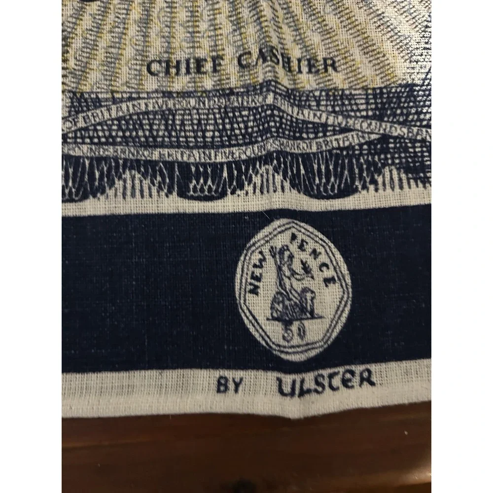 Vintage Ulster Irish Linen Tea Towel Bank of Britain- NWOT‎